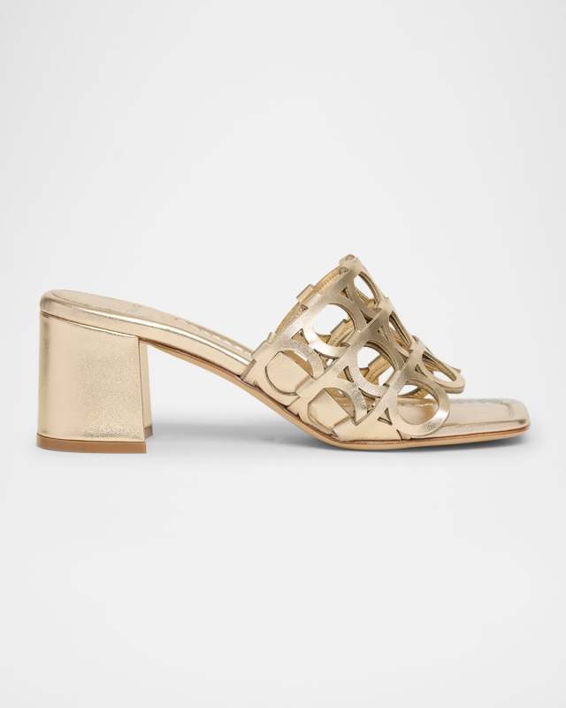 Erne Leather Gancini Link Mule Sandals